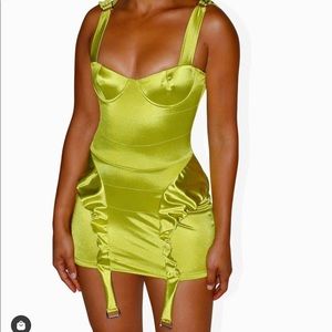 From Grayscale  Satin mini kiwi dress